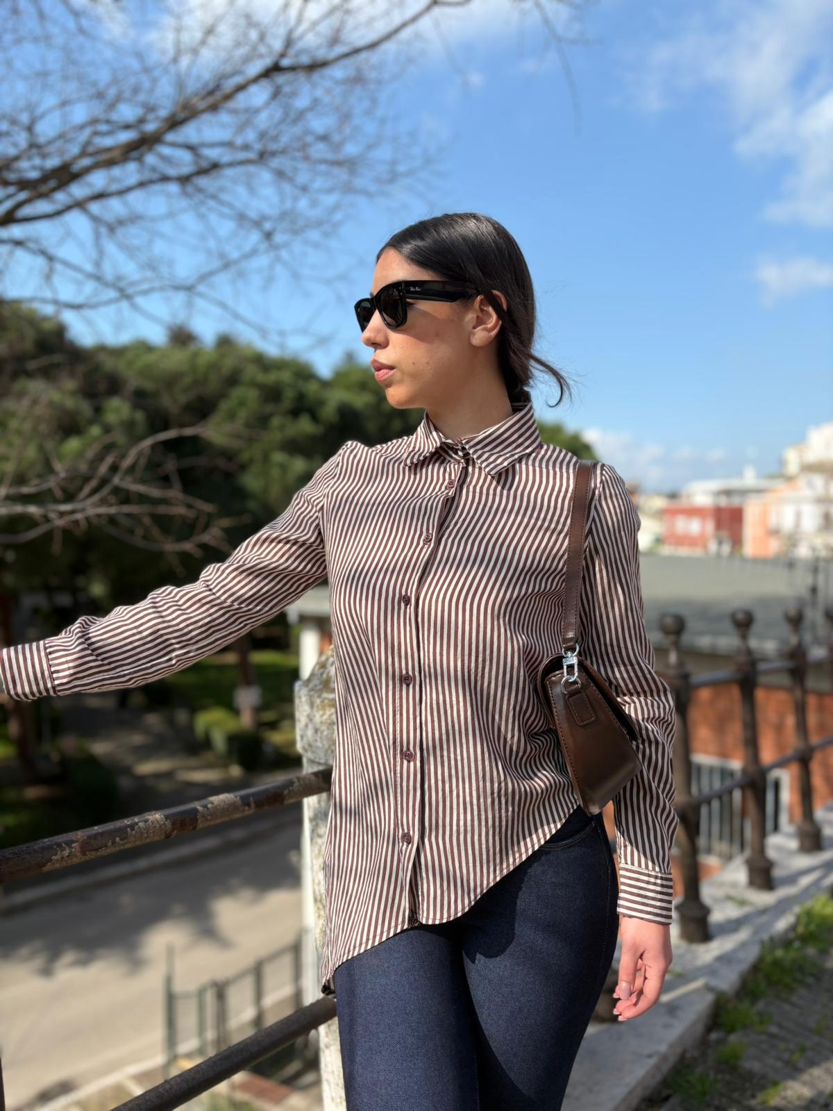 Camicia Donna Rigata Asimmetrica