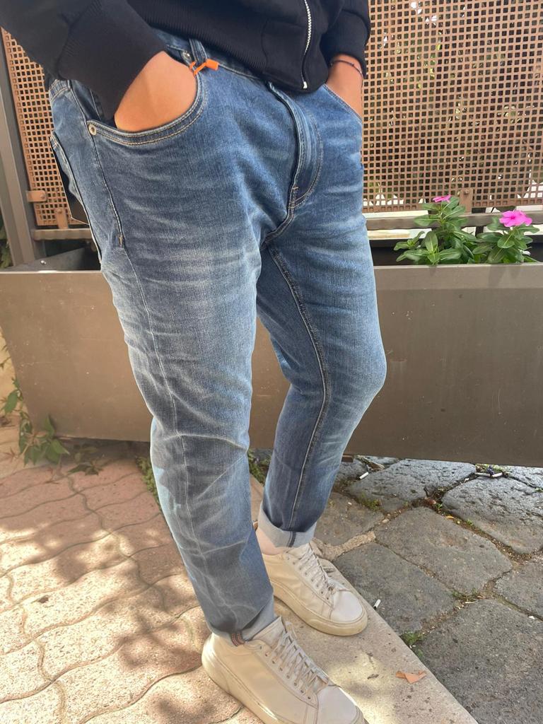 Jeans uomo slavato chiaro elasticizzato
