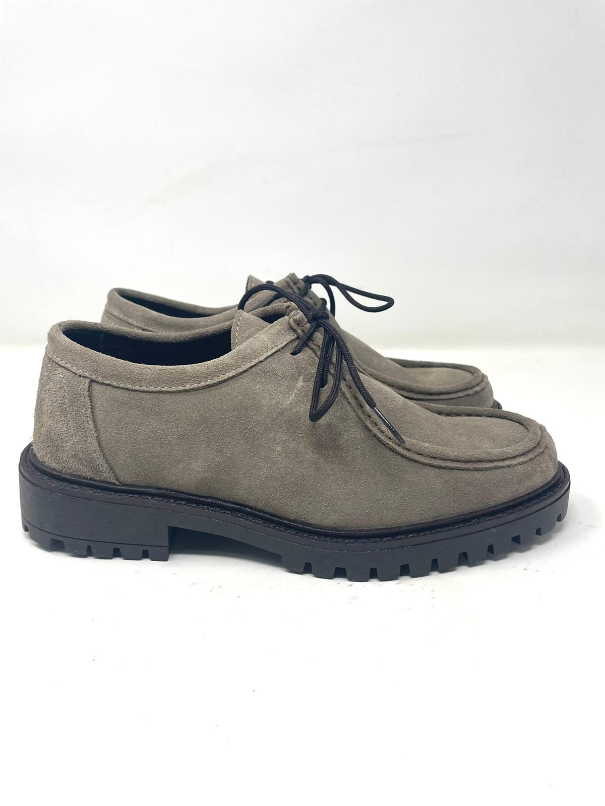 Scarpa modello ingegnere cucita a mano in vera pelle scamosciata  made in italy