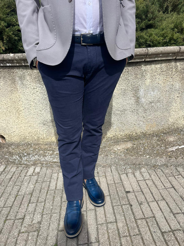 Pantalone tasca america micro-fantasia uomo cotone elasticizzato