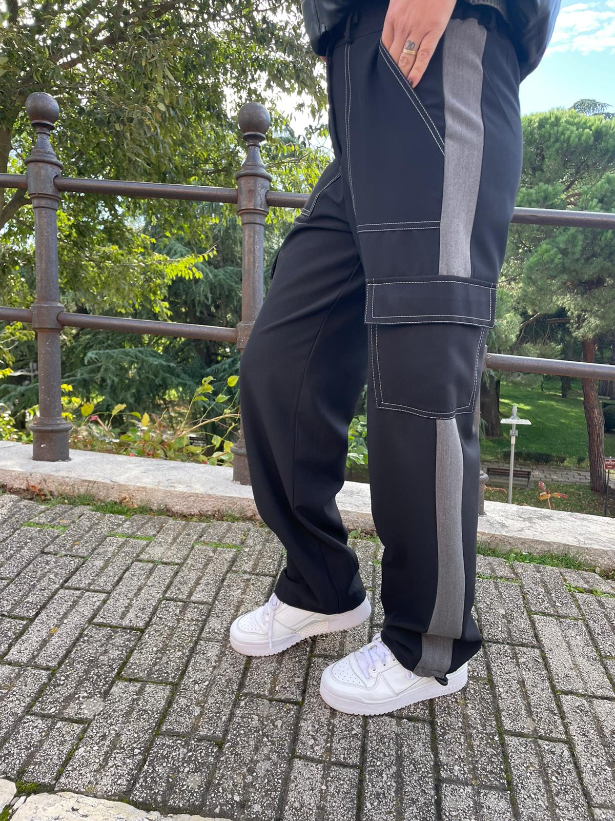 Pantalone tascone bi-colore