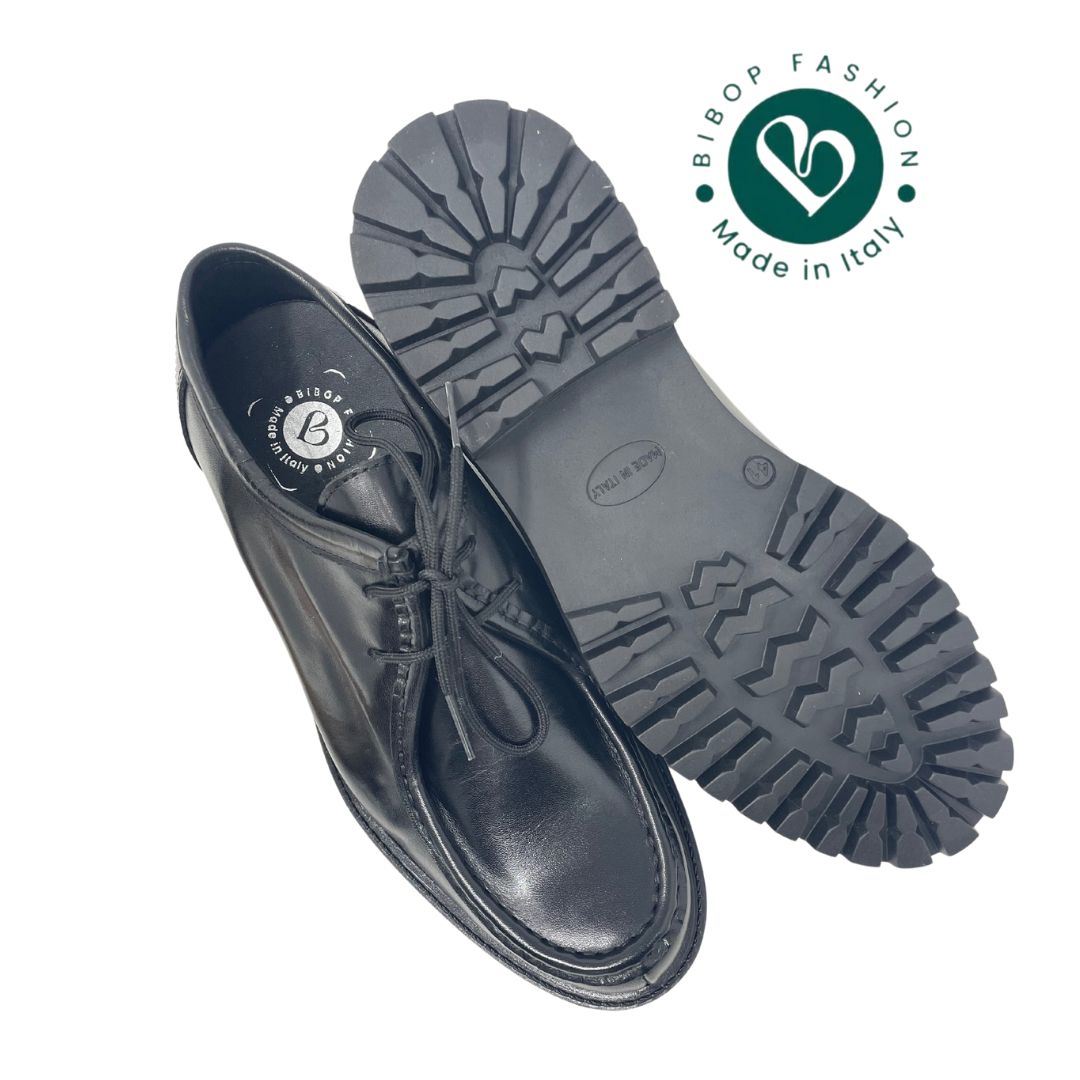 Scarpa modello ingegnere cucita a mano in vera pelle made in italy