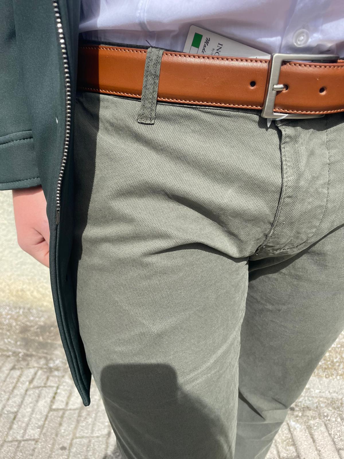 Pantalone tasca america micro-fantasia uomo cotone elasticizzato