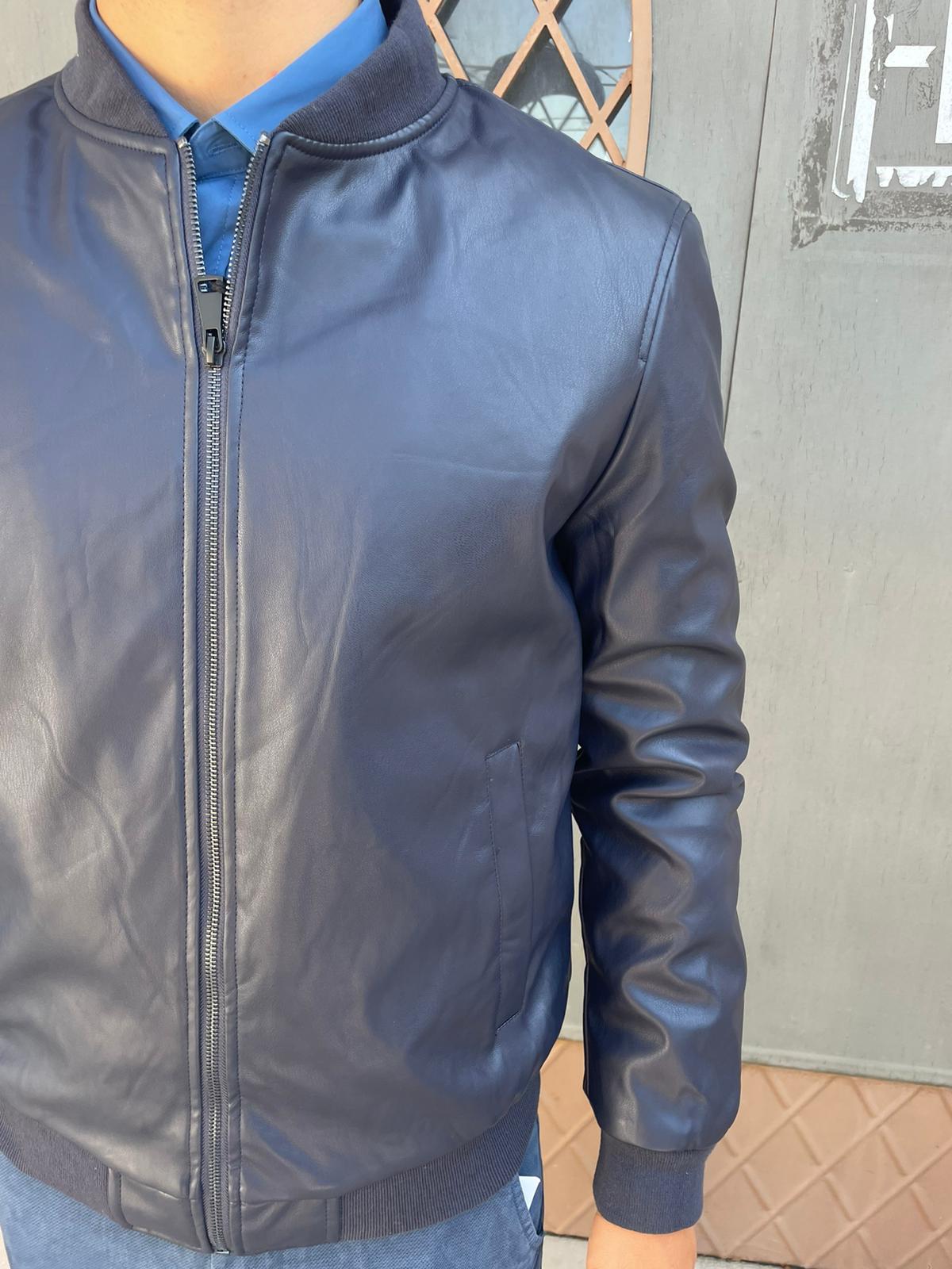 Men's eco leather bomber jacket