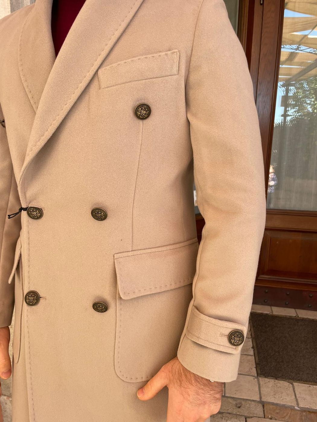 DOUBLE-BREASTED Dolomiti coat with shawl collar and martingale