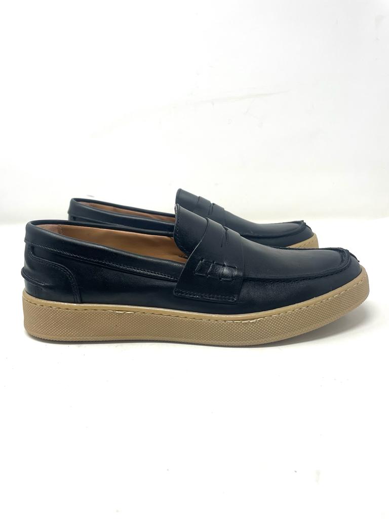 Real leather boat moccasin with amber base