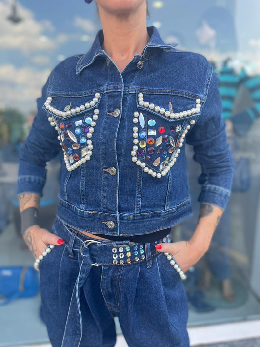 Denim jacket with stones