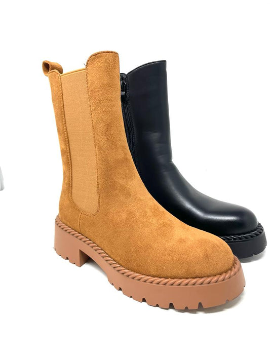 Suede-like ankle boot