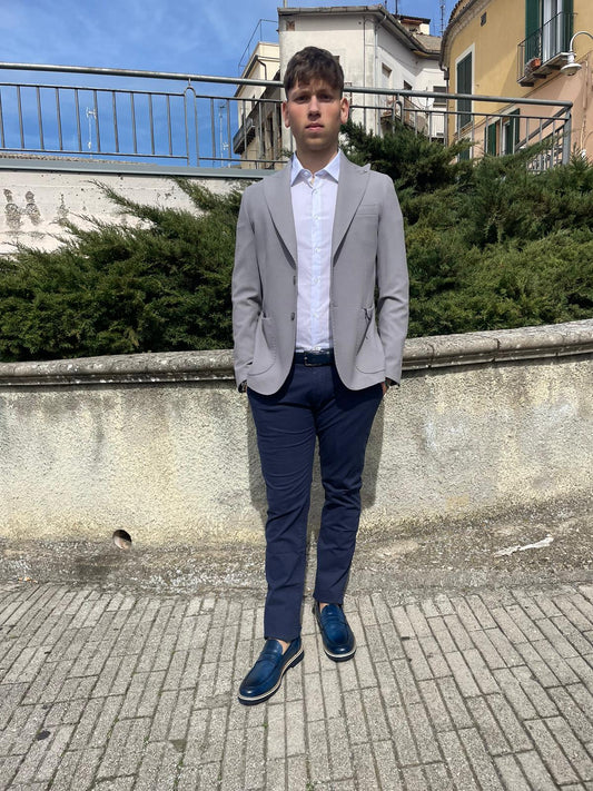 Pantalone tasca america micro-fantasia uomo cotone elasticizzato