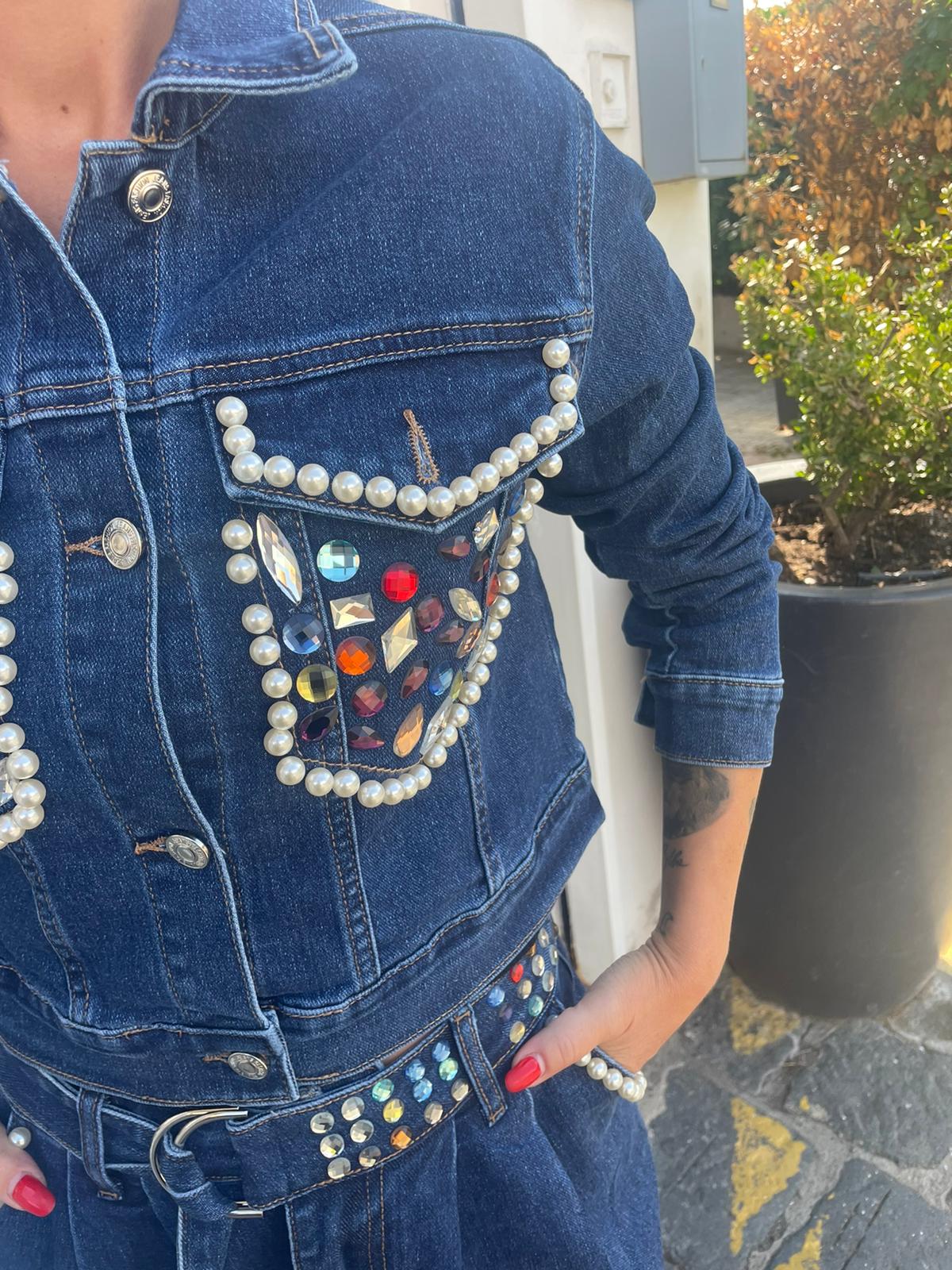 Giubotto  jeans con pietre