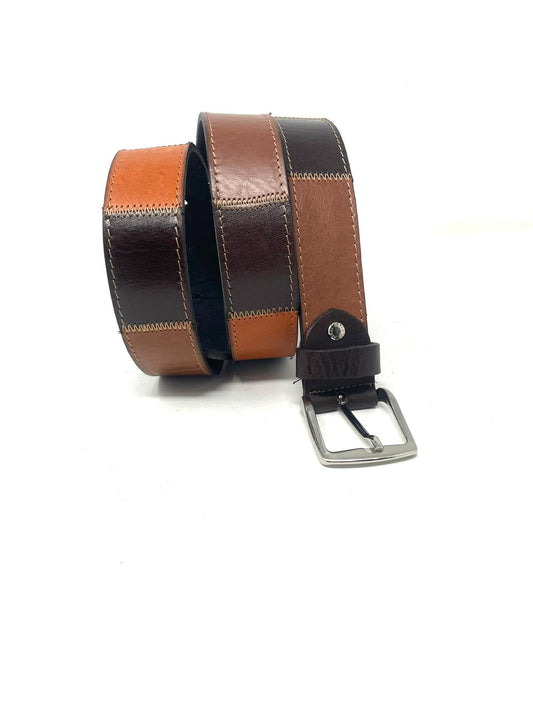 BI-COLOR leather belt made in Italy
