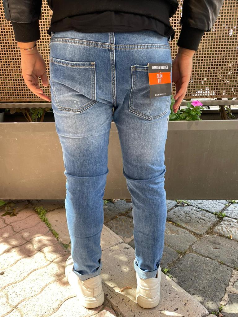 jeans uomo strappetti slavato elasticizzato