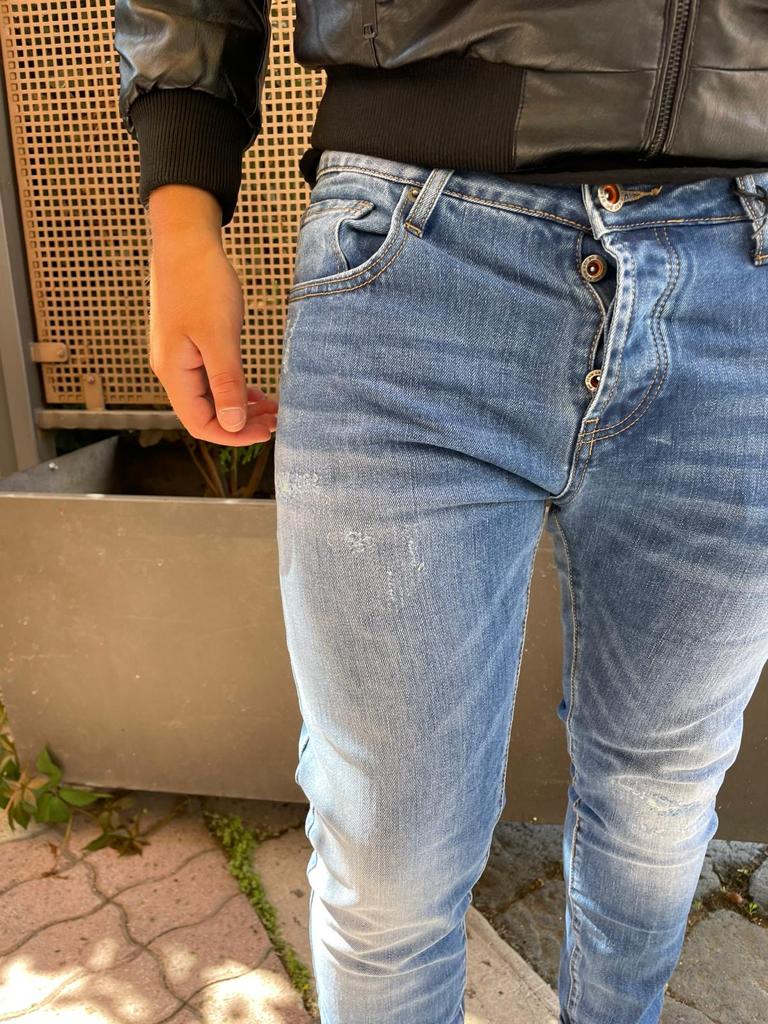 jeans uomo strappetti slavato elasticizzato
