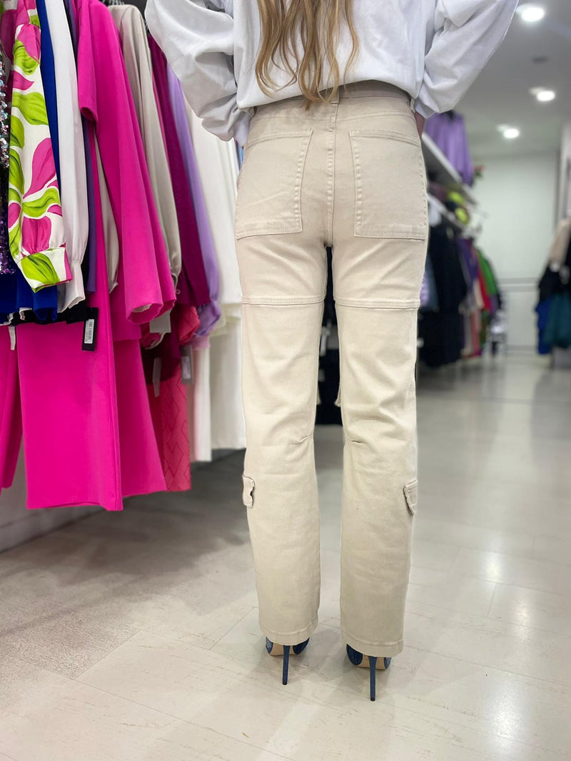 Jeans doppio tascone gamba larga