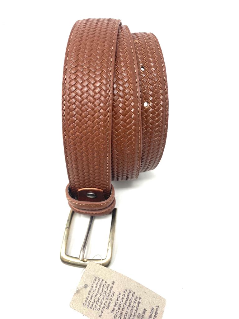 Real leather braided belt made in Italy