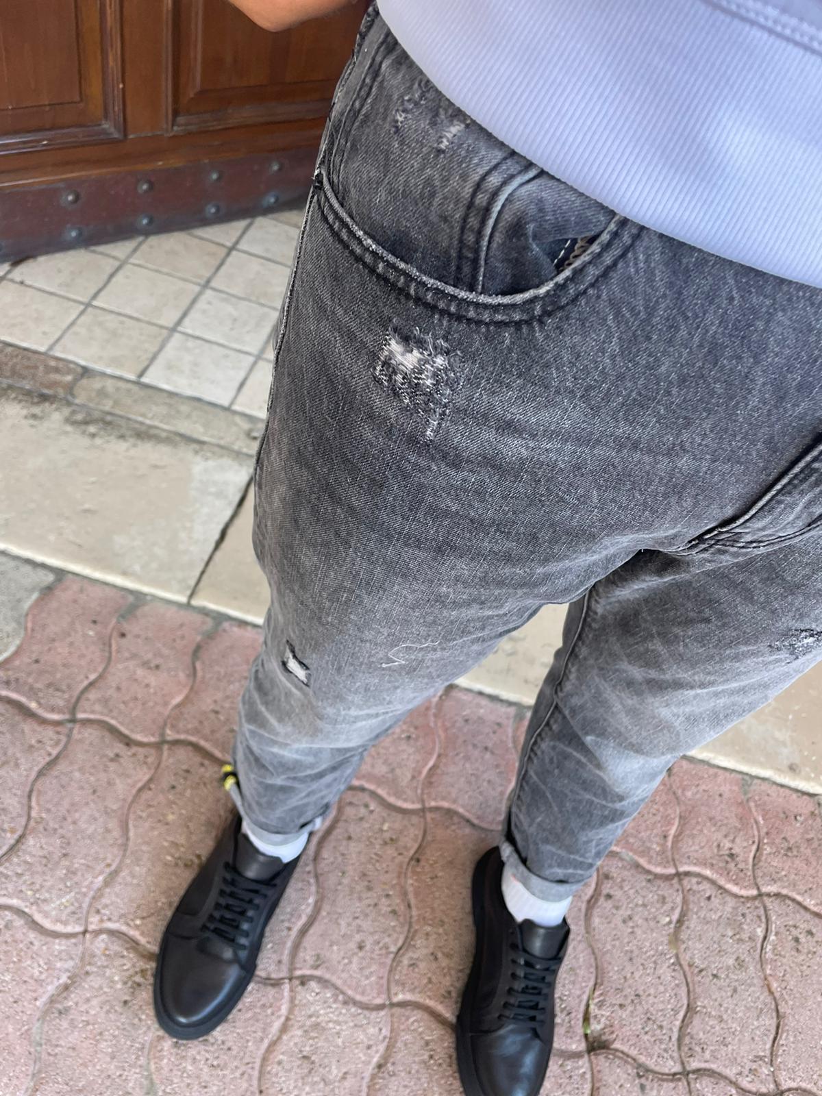 Jeans uomo lavaggio grigio gamba dritta - Bibop Fashion