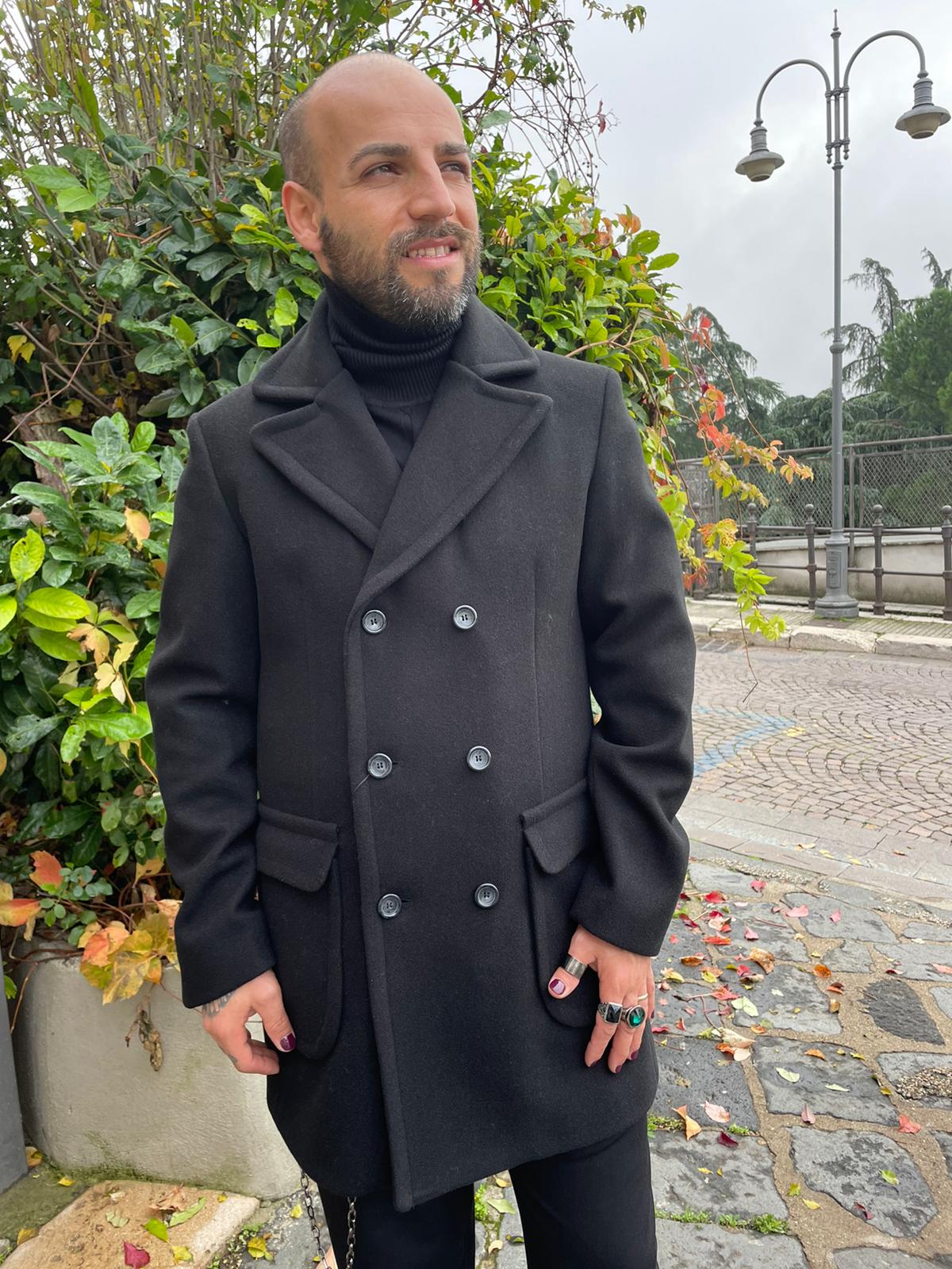 Cappotto uomo doppio petto con martingala - Bibop Fashion
