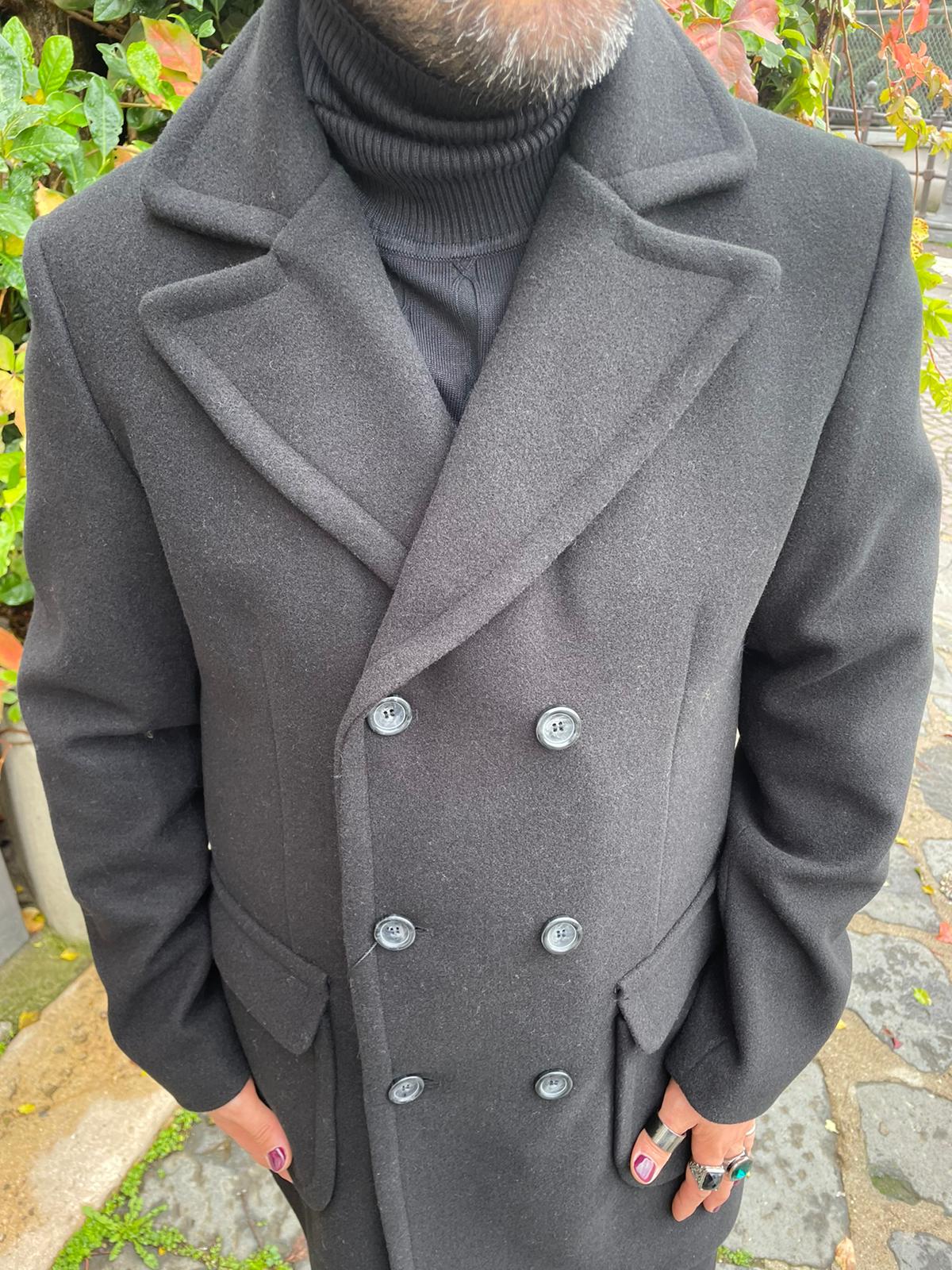 Cappotto uomo doppio petto con martingala - Bibop Fashion