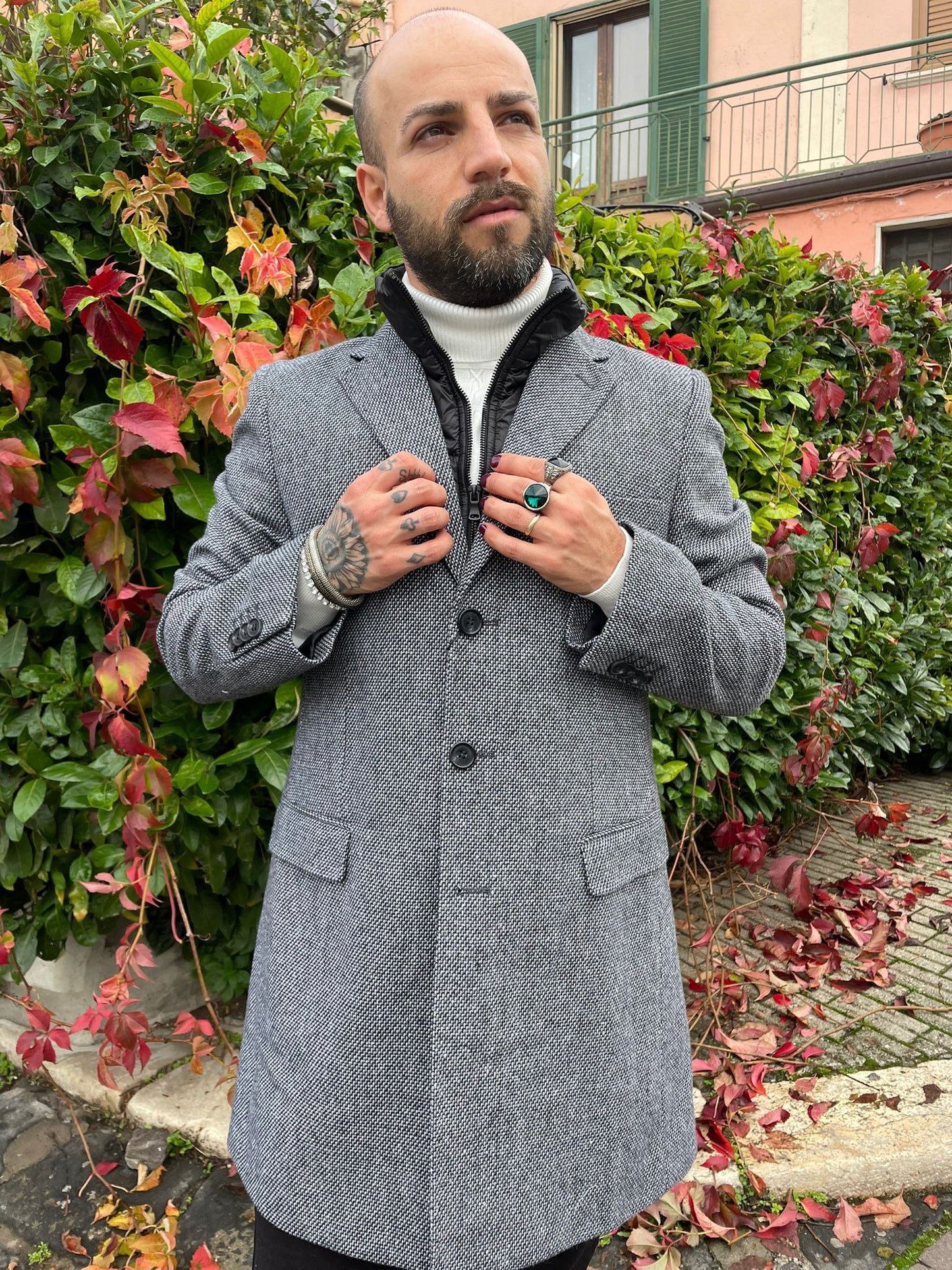 Cappotto uomo sale e pepe con gilet removibile - Bibop Fashion
