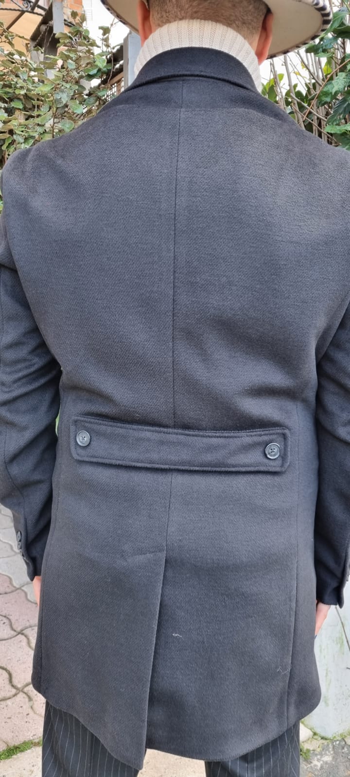 Cappotto uomo in panno doppio petto con martingala - Bibop Fashion