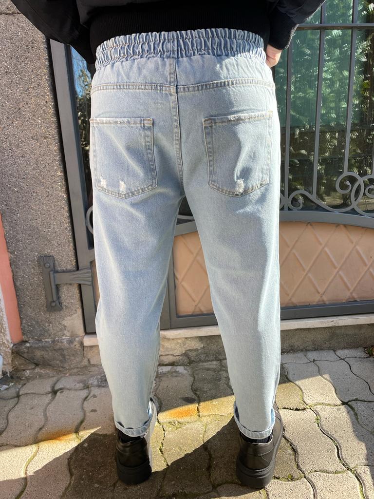 Jeans uomo elastico lavaggio chiaro doppio strappo - Bibop Fashion