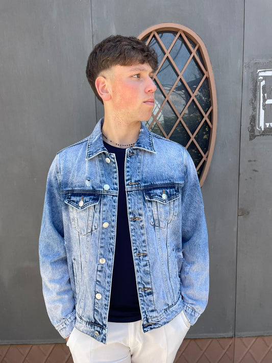 giubbotto uomo jeans slavato