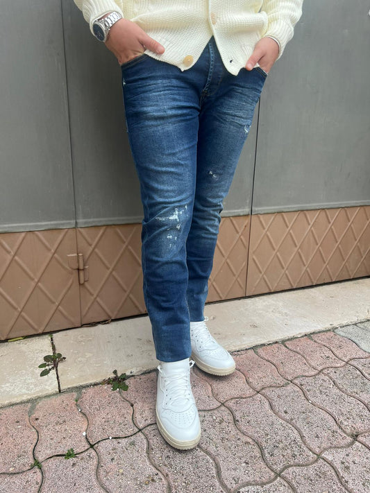 Jeans regular fit lavaggio scuro stone washed