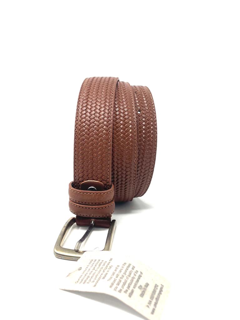 Real leather braided belt made in Italy