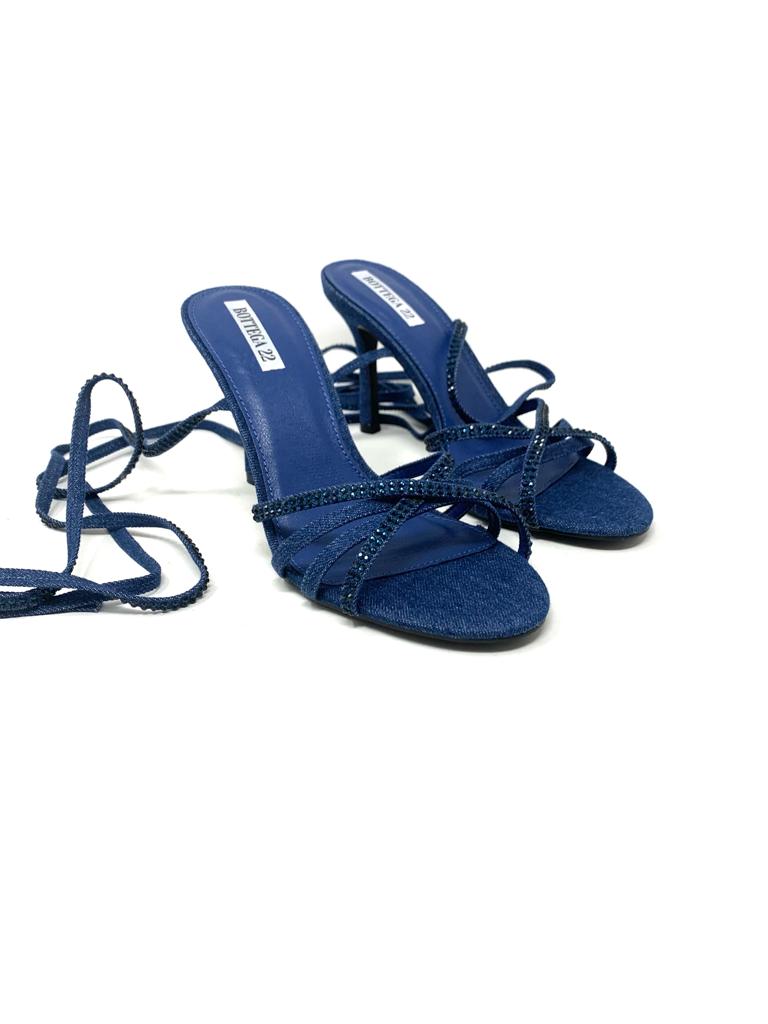 Women's denim sandal with rhinestones
