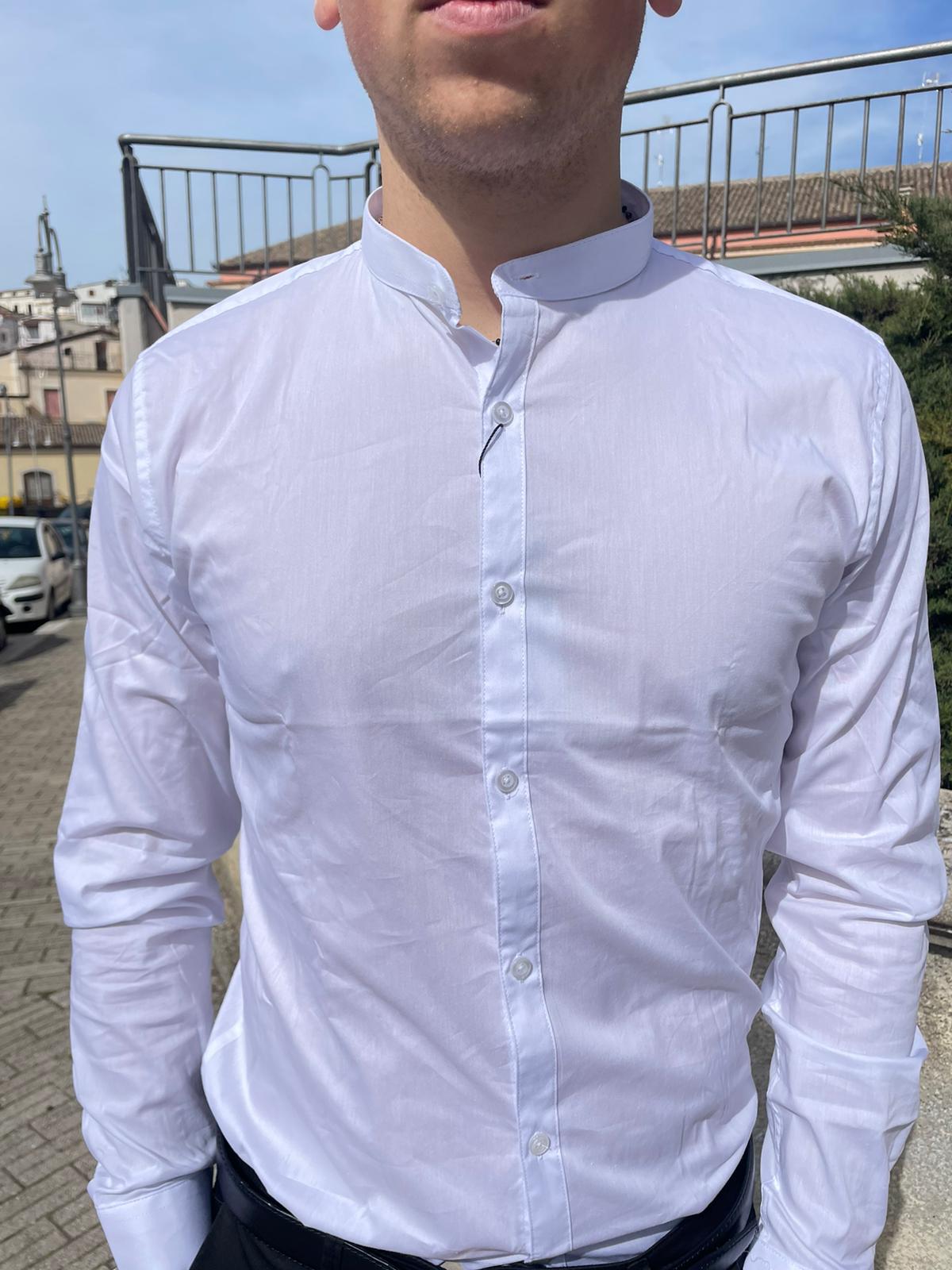 Camicia coreana uomo cot. elasticizzato
