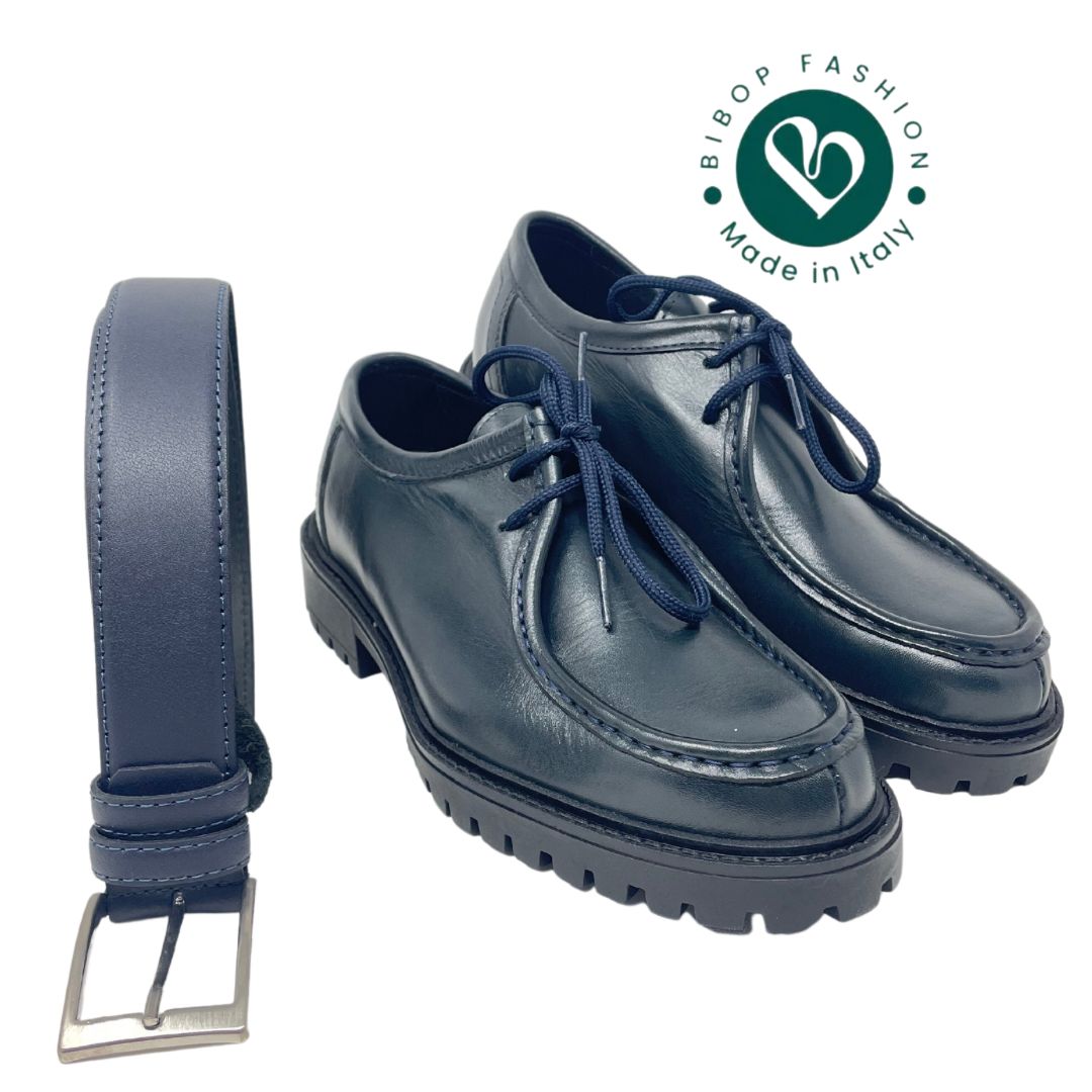Scarpa modello ingegnere cucita a mano in vera pelle made in italy