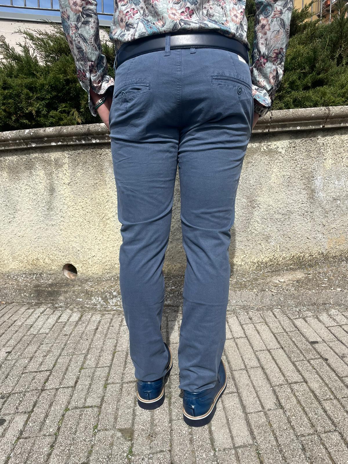 Pantalone tasca america micro-fantasia uomo cotone elasticizzato