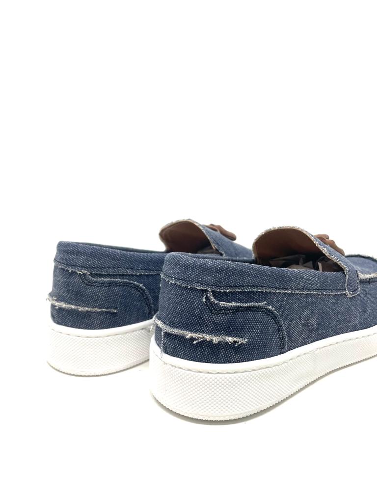 Mocassino jeans nappine pelle
fondo gomma
