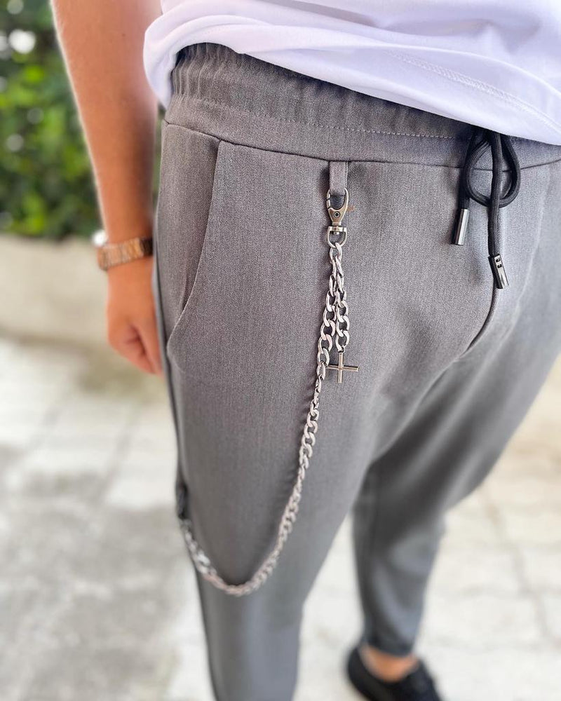 Pantalone uomo con catena e elastico in vita - Bibop Fashion