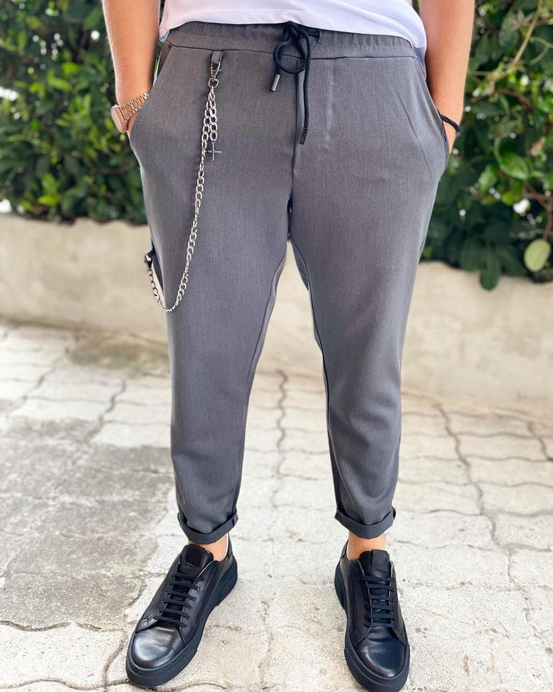Pantalone uomo con catena e elastico in vita - Bibop Fashion
