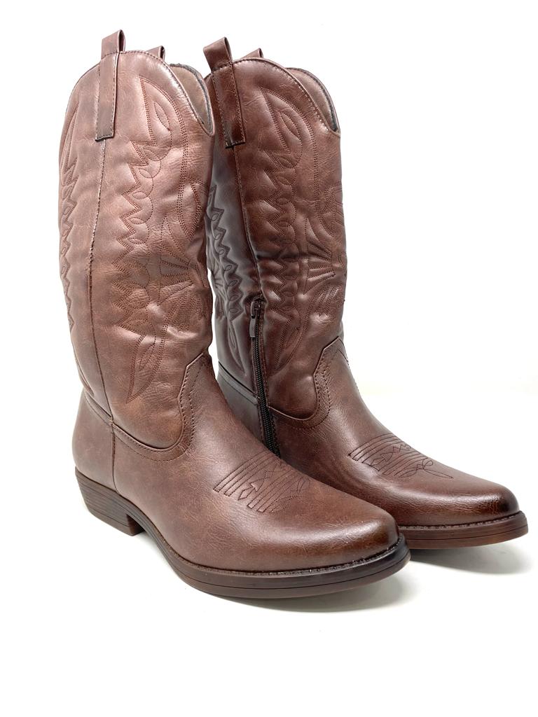 Women's low heel Texan with stitching