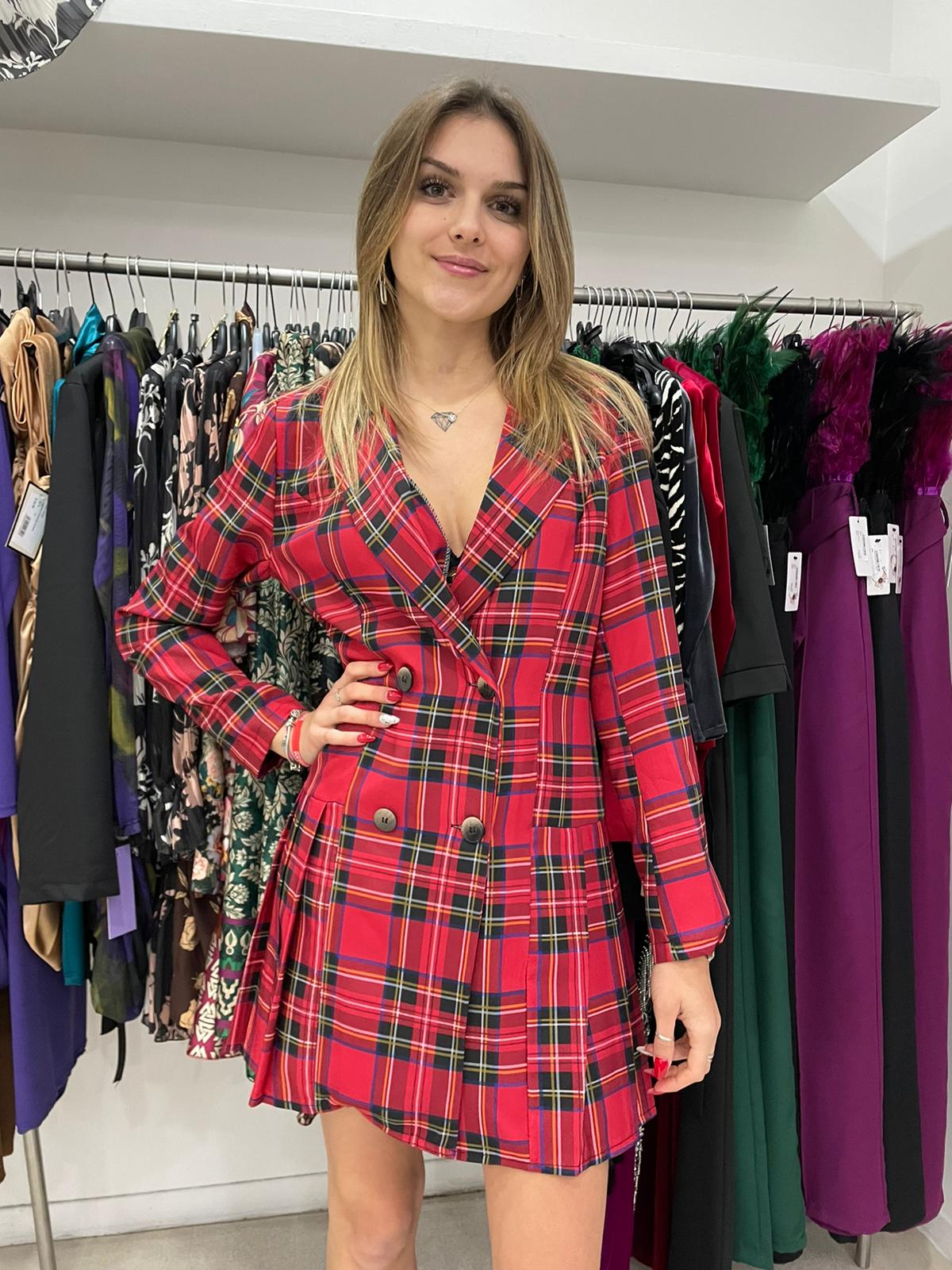 Tartan double-breasted dress