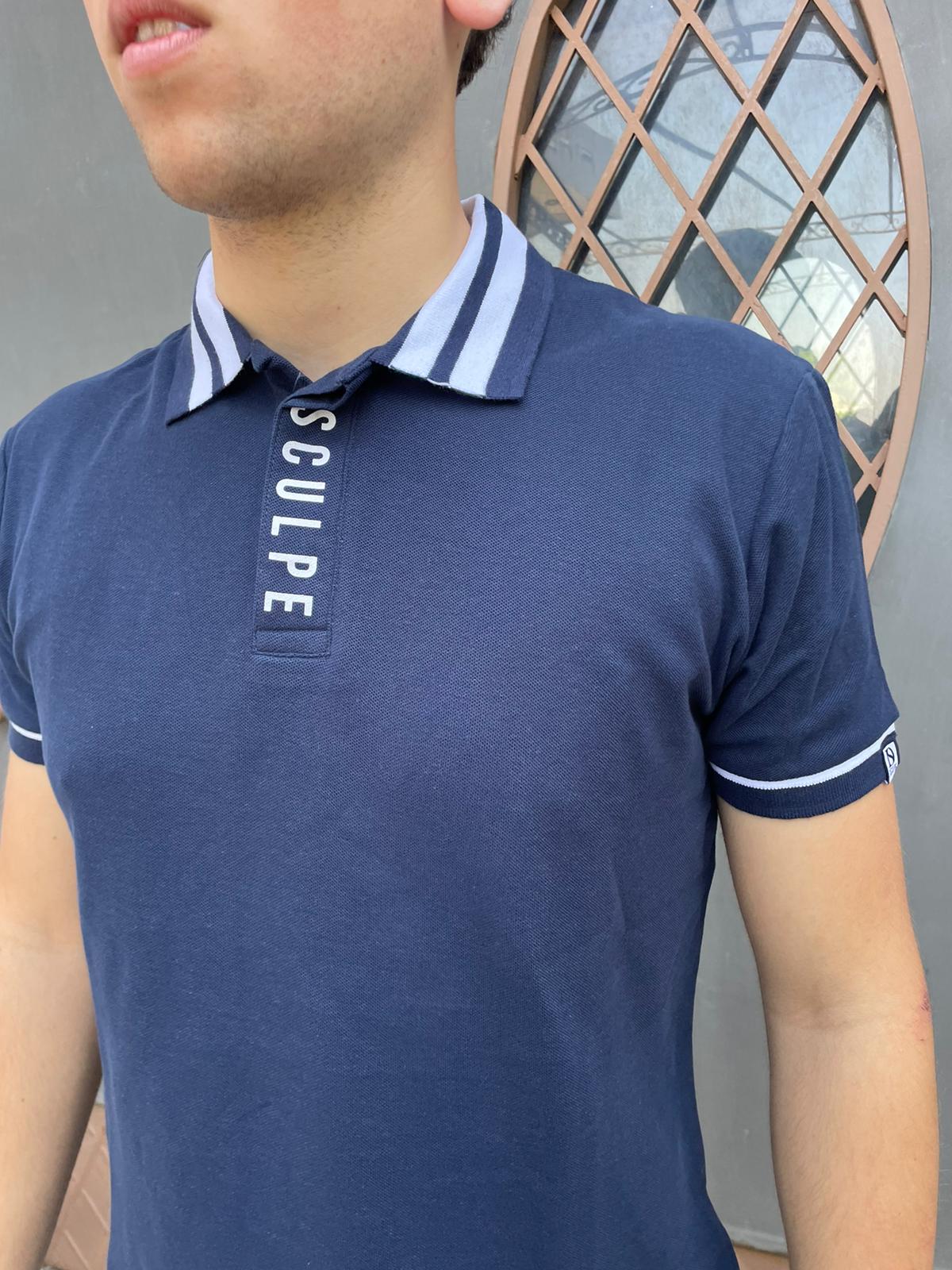 Men's two-tone piqué cotton polo shirt