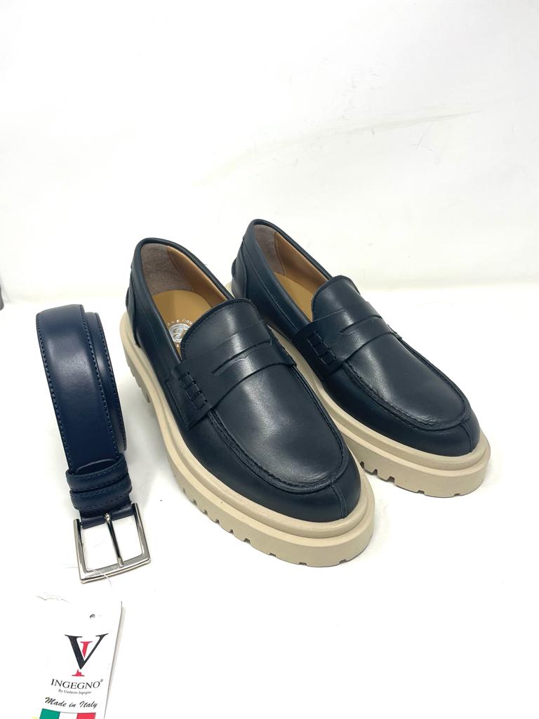 Mocassino rocciatore  vera pelle fondo ambra
made in italy