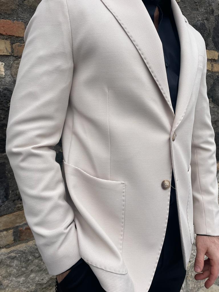Unlined honeycomb fabric blazer jacket for men mod. watermelon S 17 Milan