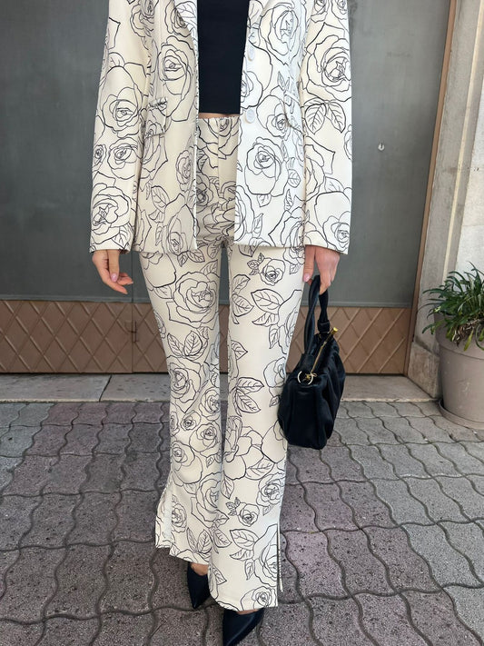 Pantalone palazzo stampa Rose Lumina
