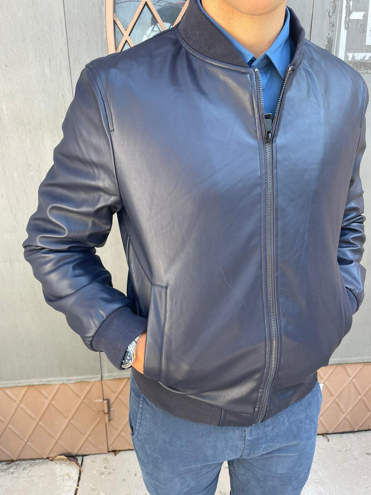 Men's eco leather bomber jacket