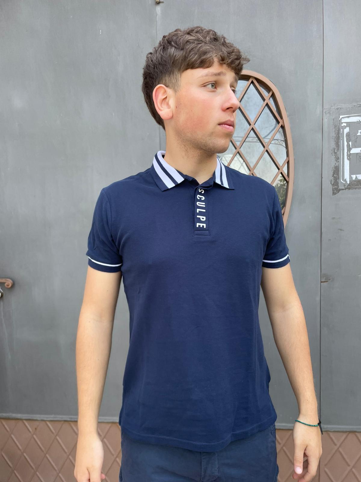 Men's two-tone piqué cotton polo shirt