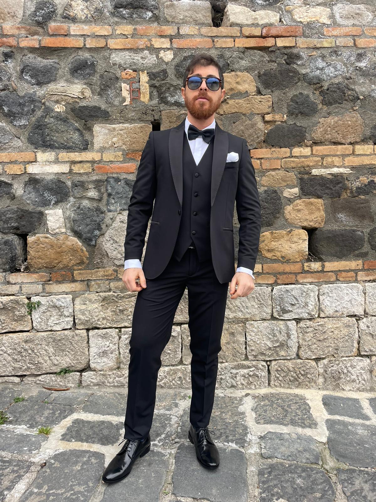 Ceremony dress with vest
 satin lapels slim fit mod. Mela S 17 Milan