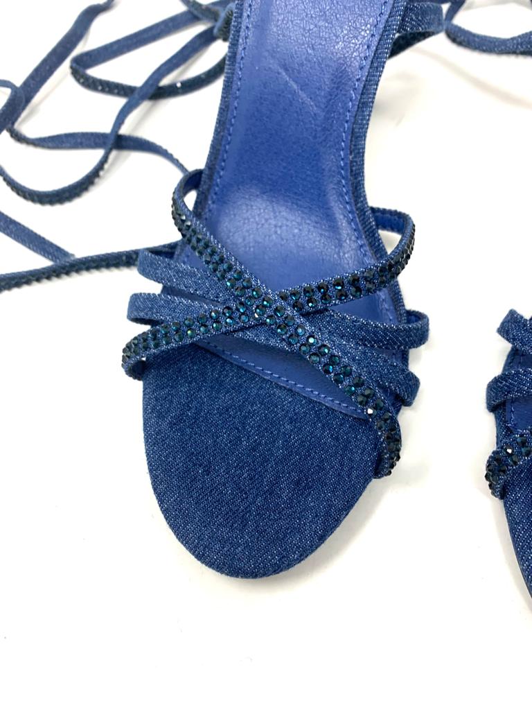 Women's denim sandal with rhinestones