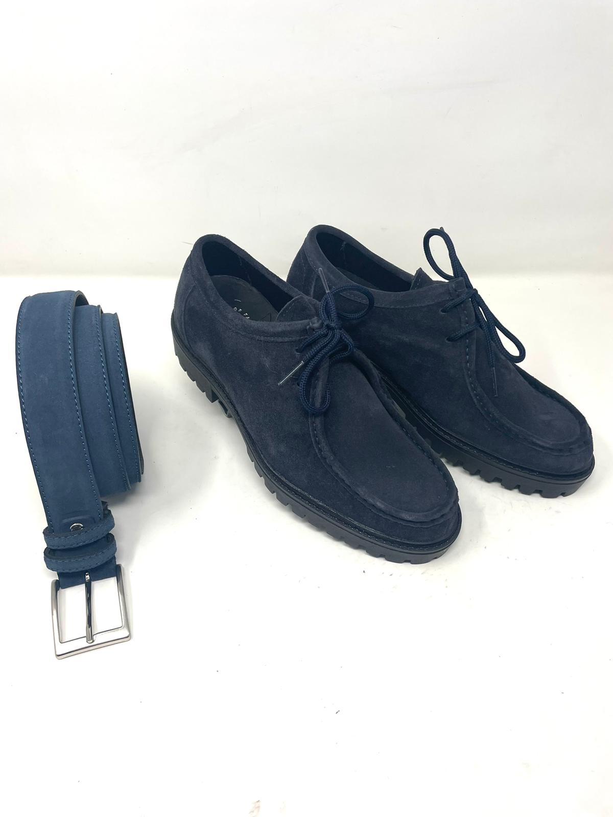 Scarpa modello ingegnere cucita a mano in vera pelle scamosciata  made in italy
