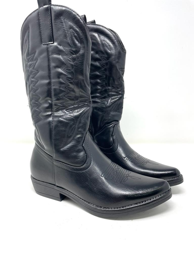 Women's low heel Texan with stitching