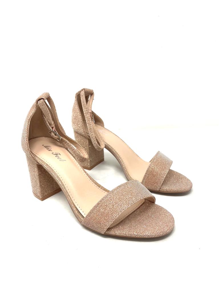 sandalo fascia glitter tacco  comodo 5 cm