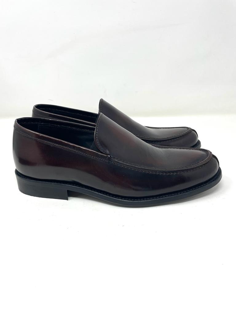 London moccasin in abraded leather, leather sole